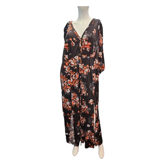 torrid Dresses & Skirts - Torrid Black Orange Floral Maxi Dress Womens Size 18/20 Torrid Size 2